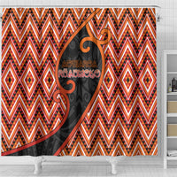 Aotearoa Atua Ruaumoko Shower Curtain God Of Volcanoes Koru Patterns