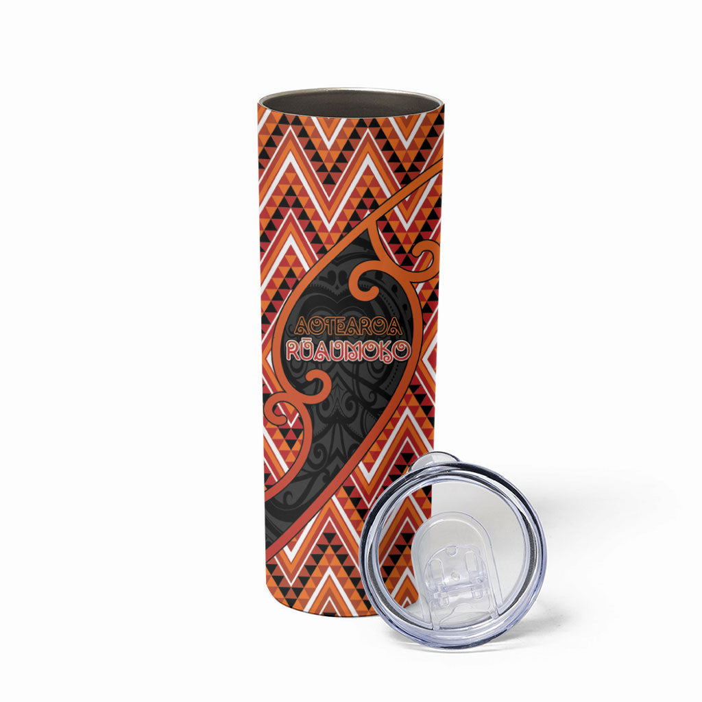 Custom Aotearoa Atua Ruaumoko Skinny Tumbler God Of Volcanoes Koru Patterns