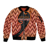 Custom Aotearoa Atua Ruaumoko Sleeve Zip Bomber Jacket God Of Volcanoes Koru Patterns