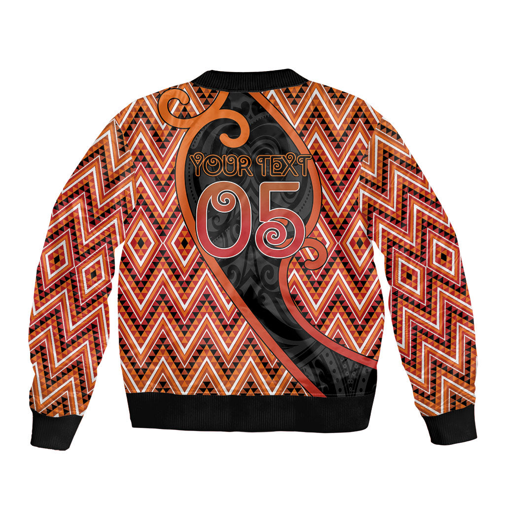 Custom Aotearoa Atua Ruaumoko Sleeve Zip Bomber Jacket God Of Volcanoes Koru Patterns