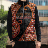 Custom Aotearoa Atua Ruaumoko Sleeveless Puffer Jacket God Of Volcanoes Koru Patterns