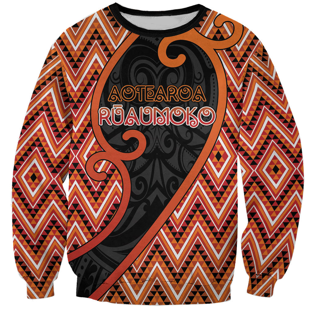 Custom Aotearoa Atua Ruaumoko Sweatshirt God Of Volcanoes Koru Patterns