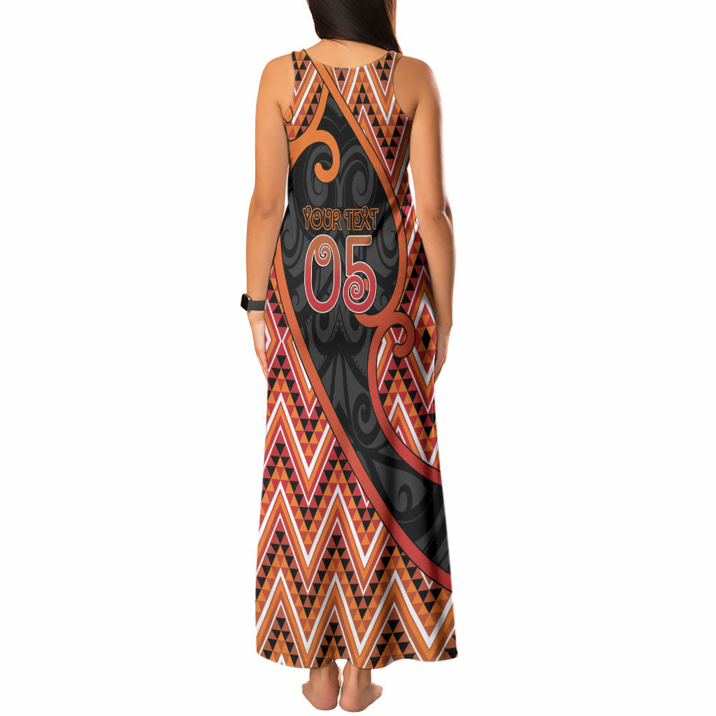 Custom Aotearoa Atua Ruaumoko Tank Maxi Dress God Of Volcanoes Koru Patterns