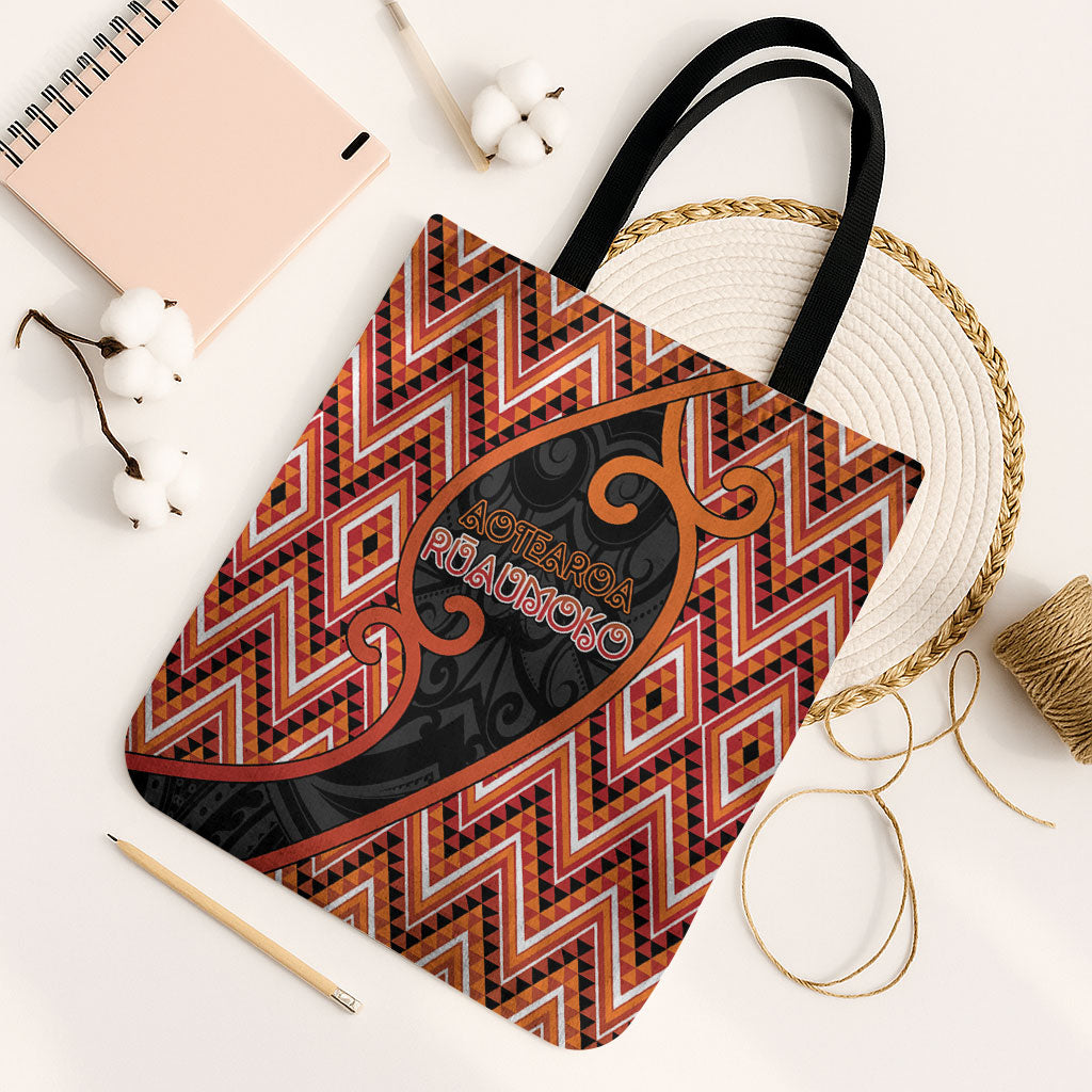 Aotearoa Atua Ruaumoko Tote Bag God Of Volcanoes Koru Patterns