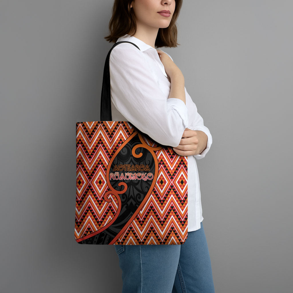 Aotearoa Atua Ruaumoko Tote Bag God Of Volcanoes Koru Patterns