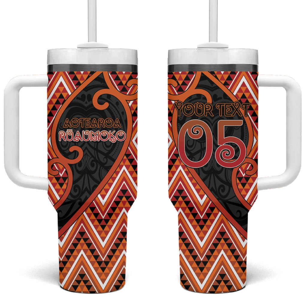 Custom Aotearoa Atua Ruaumoko Tumbler With Handle God Of Volcanoes Koru Patterns
