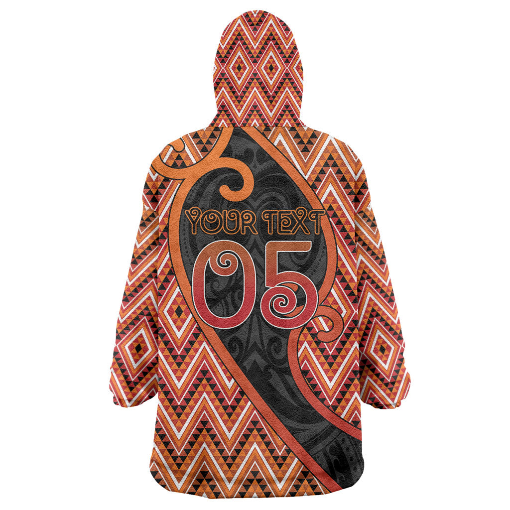 Custom Aotearoa Atua Ruaumoko Wearable Blanket Hoodie God Of Volcanoes Koru Patterns