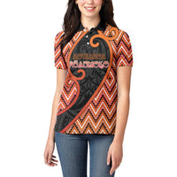Custom Aotearoa Atua Ruaumoko Women Polo Shirt God Of Volcanoes Koru Patterns