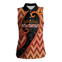 Custom Aotearoa Atua Ruaumoko Women Sleeveless Polo Shirt God Of Volcanoes Koru Patterns