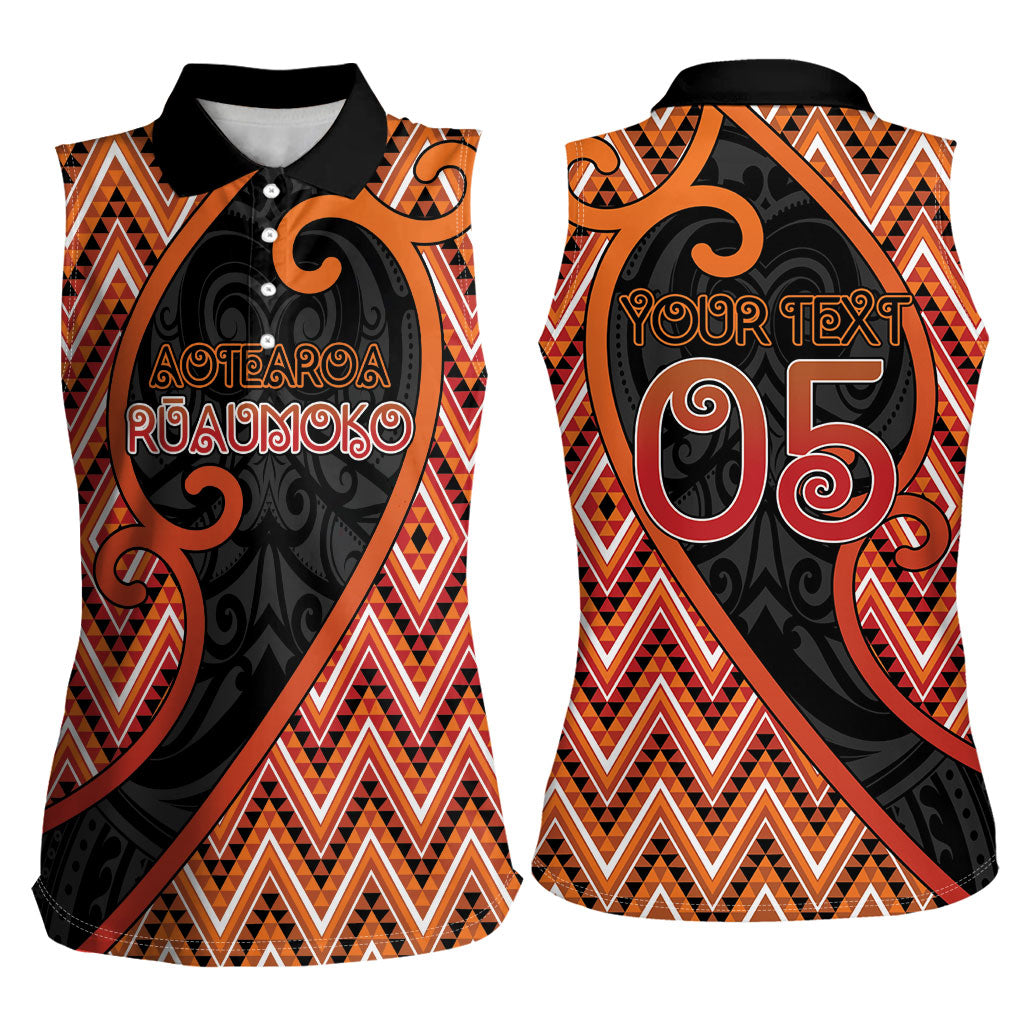 Custom Aotearoa Atua Ruaumoko Women Sleeveless Polo Shirt God Of Volcanoes Koru Patterns