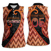 Custom Aotearoa Atua Ruaumoko Women Sleeveless Polo Shirt God Of Volcanoes Koru Patterns