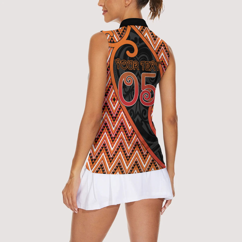 Custom Aotearoa Atua Ruaumoko Women Sleeveless Polo Shirt God Of Volcanoes Koru Patterns