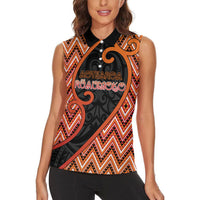 Custom Aotearoa Atua Ruaumoko Women Sleeveless Polo Shirt God Of Volcanoes Koru Patterns