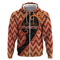 Custom Aotearoa Atua Ruaumoko Zip Hoodie God Of Volcanoes Koru Patterns