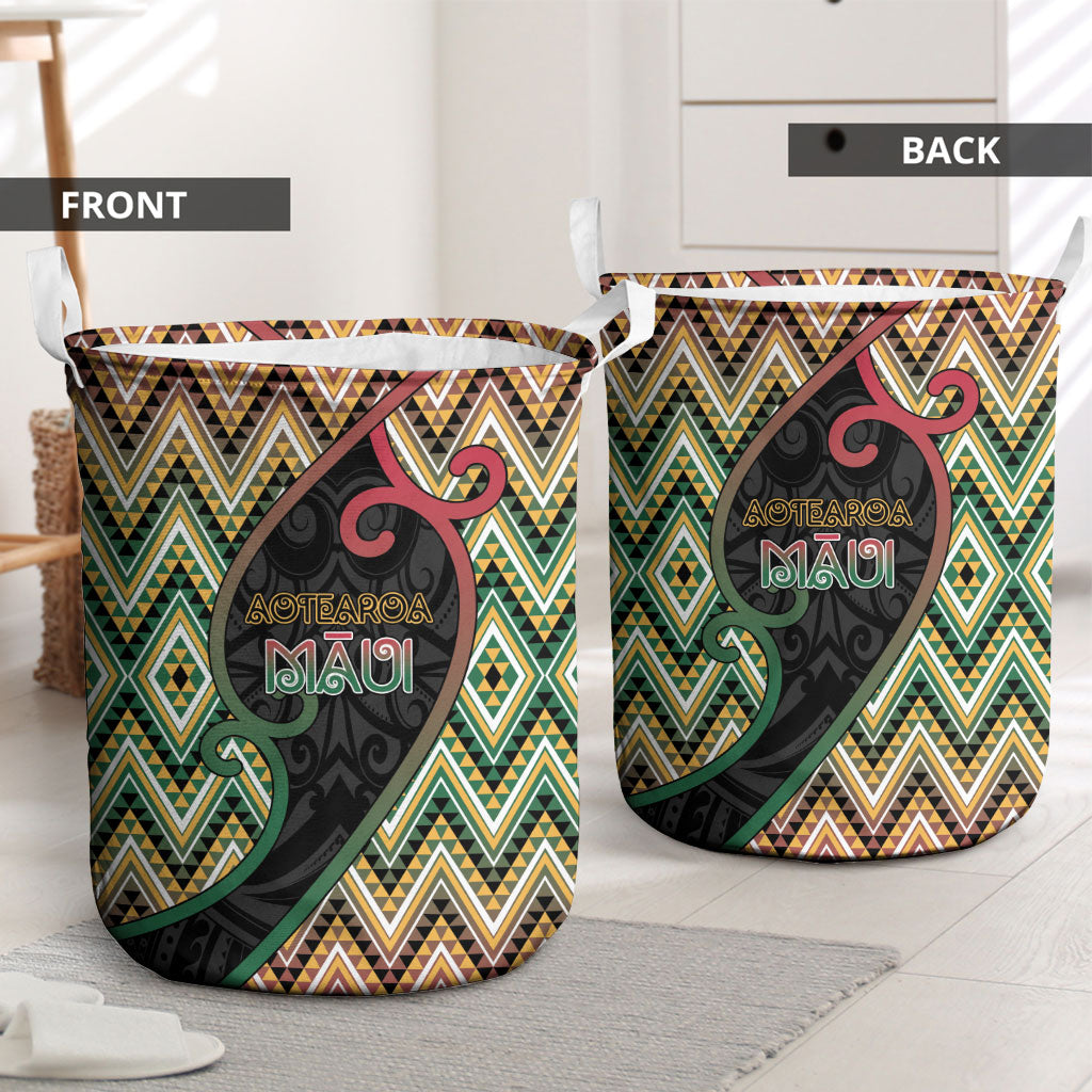 Aotearoa Atua Maui Laundry Basket Demigod Hero And Trickster Koru Patterns