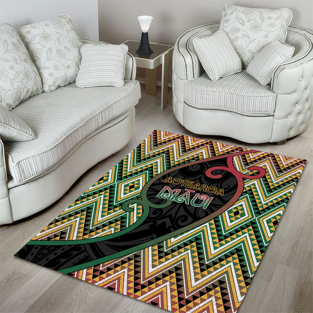 Aotearoa Atua Maui Area Rug Demigod Hero And Trickster Koru Patterns