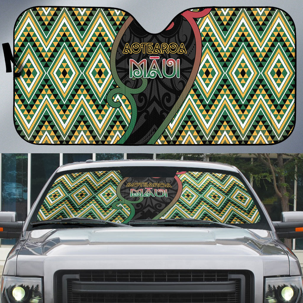 Aotearoa Atua Maui Auto Sun Shade Demigod Hero And Trickster Koru Patterns