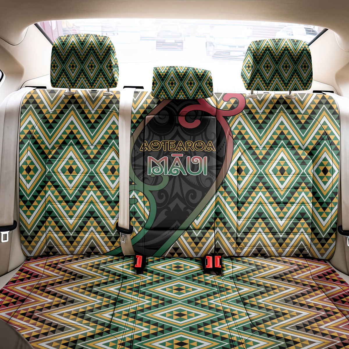 Aotearoa Atua Maui Back Car Seat Cover Demigod Hero And Trickster Koru Patterns