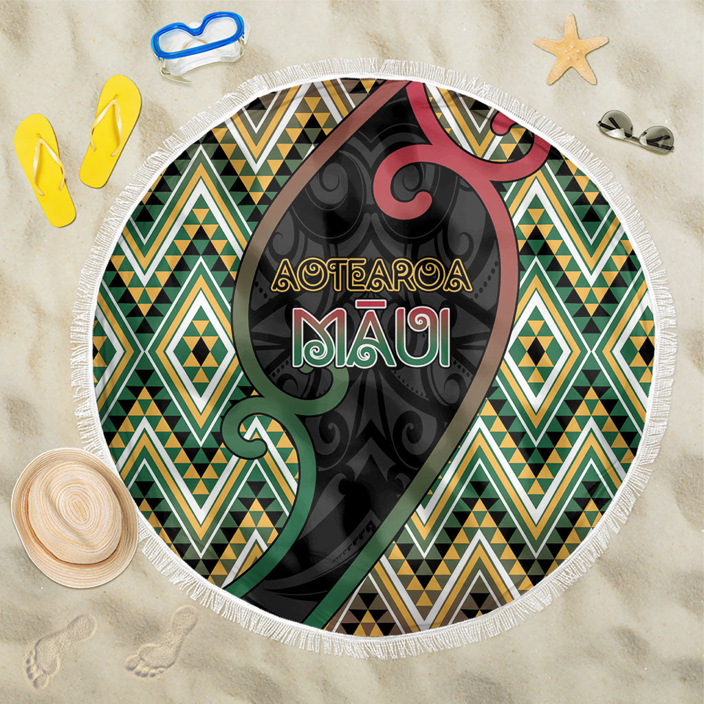 Aotearoa Atua Maui Beach Blanket Demigod Hero And Trickster Koru Patterns