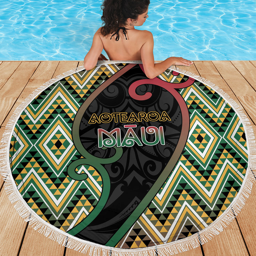 Aotearoa Atua Maui Beach Blanket Demigod Hero And Trickster Koru Patterns