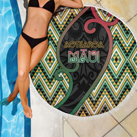 Aotearoa Atua Maui Beach Blanket Demigod Hero And Trickster Koru Patterns