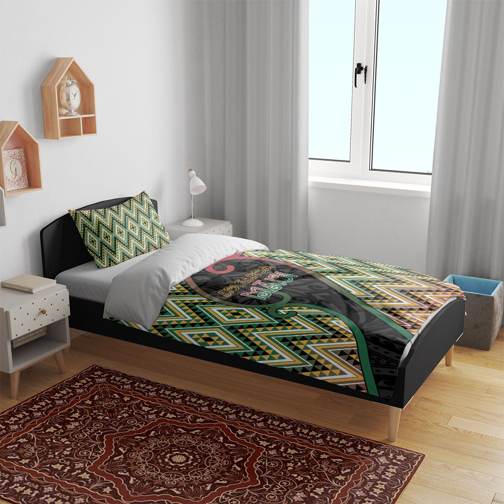 Aotearoa Atua Maui Bedding Set Demigod Hero And Trickster Koru Patterns
