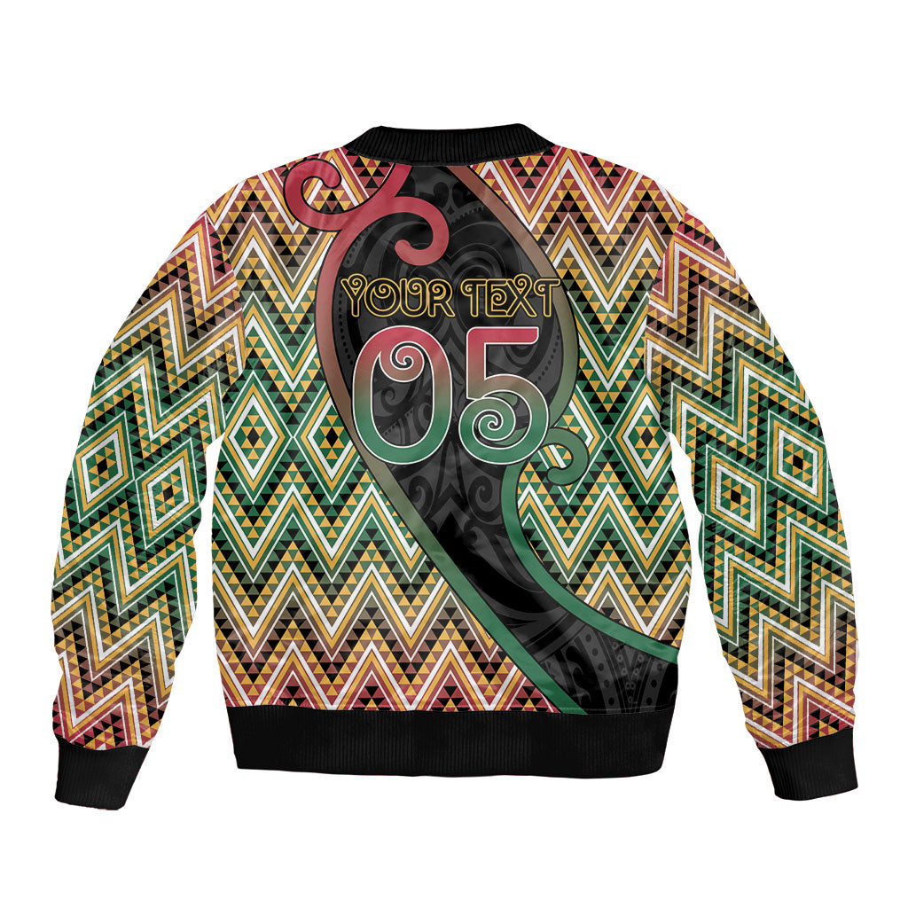 Custom Aotearoa Atua Maui Bomber Jacket Demigod Hero And Trickster Koru Patterns