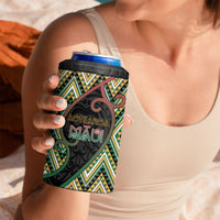 Custom Aotearoa Atua Maui 4 in 1 Can Cooler Tumbler Demigod Hero And Trickster Koru Patterns