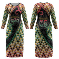 Custom Aotearoa Atua Maui Couples Matching Long Sleeve Bodycon Dress and Long Sleeve Button Shirt Demigod Hero And Trickster Koru Patterns