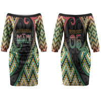 Custom Aotearoa Atua Maui Couples Matching Off The Shoulder Long Sleeve Dress and Hawaiian Shirt Demigod Hero And Trickster Koru Patterns