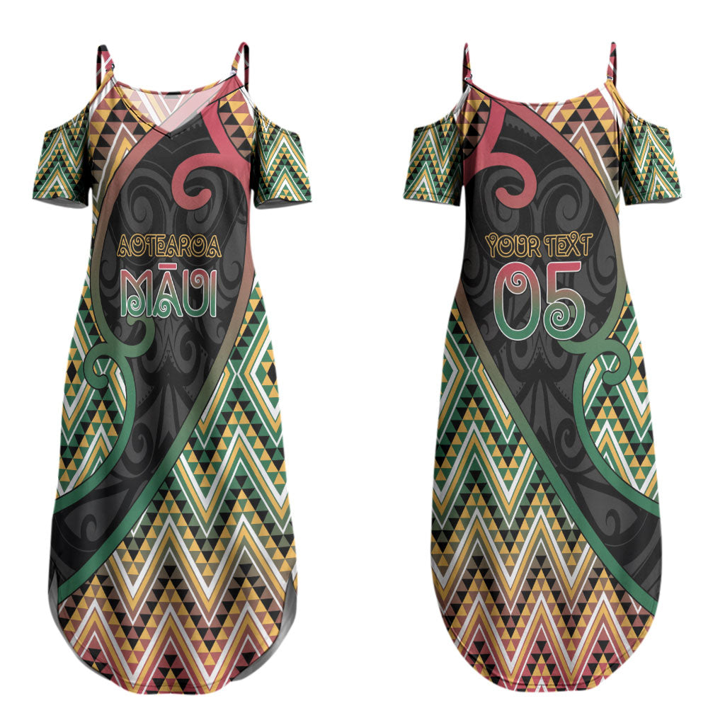 Custom Aotearoa Atua Maui Couples Matching Summer Maxi Dress and Long Sleeve Button Shirt Demigod Hero And Trickster Koru Patterns