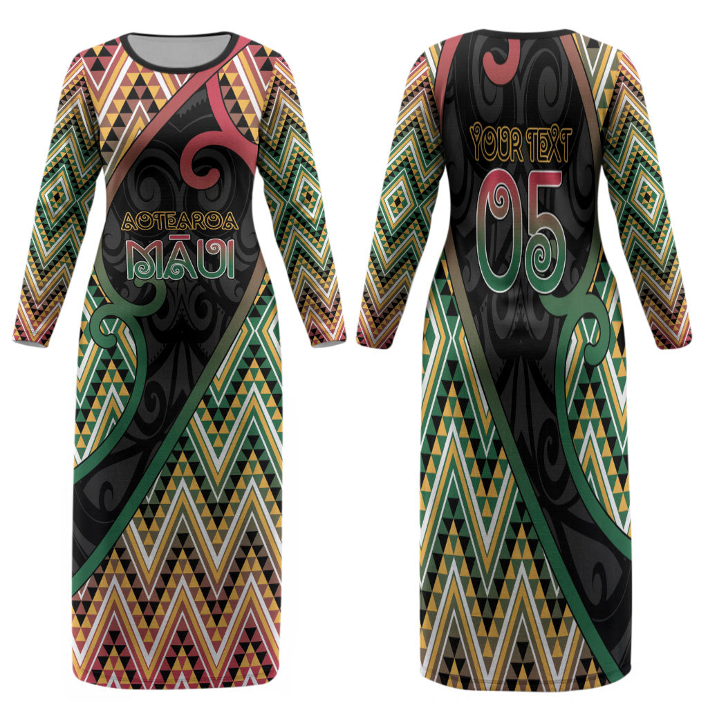 Custom Aotearoa Atua Maui Family Matching Long Sleeve Bodycon Dress and Hawaiian Shirt Demigod Hero And Trickster Koru Patterns