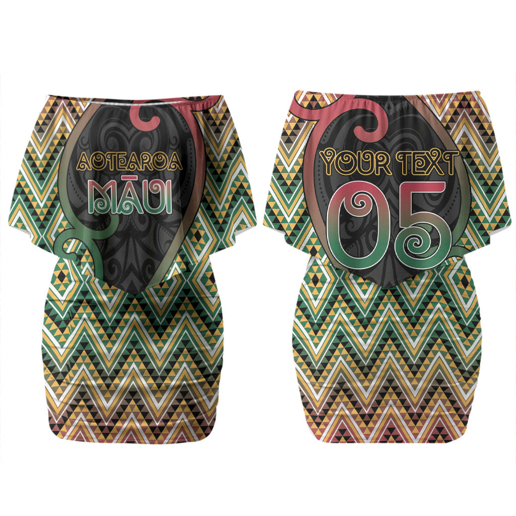 Custom Aotearoa Atua Maui Family Matching Off Shoulder Short Dress and Hawaiian Shirt Demigod Hero And Trickster Koru Patterns