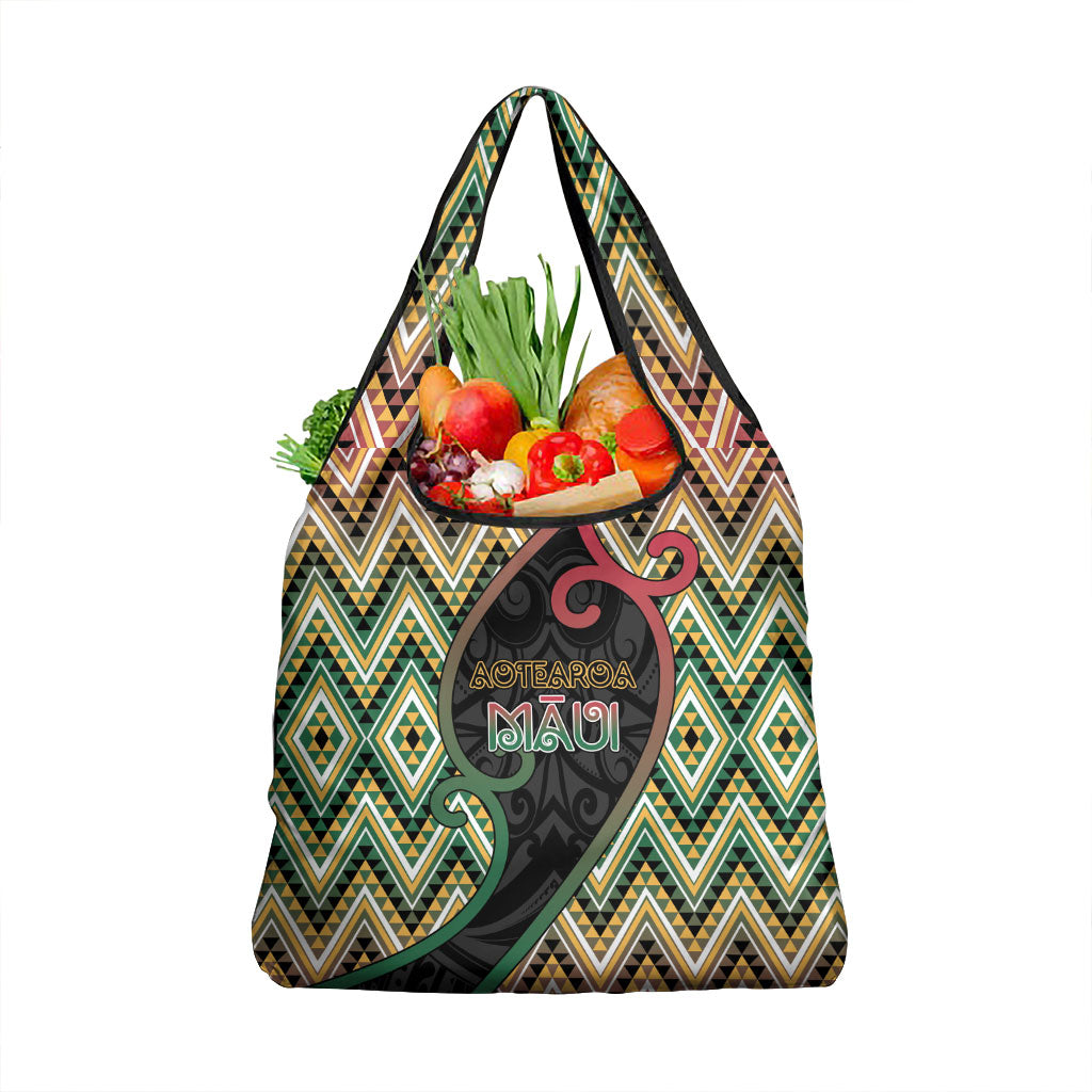 Aotearoa Atua Maui Grocery Bag Demigod Hero And Trickster Koru Patterns