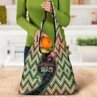 Aotearoa Atua Maui Grocery Bag Demigod Hero And Trickster Koru Patterns