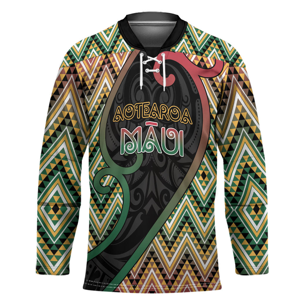 Custom Aotearoa Atua Maui Hockey Jersey Demigod Hero And Trickster Koru Patterns