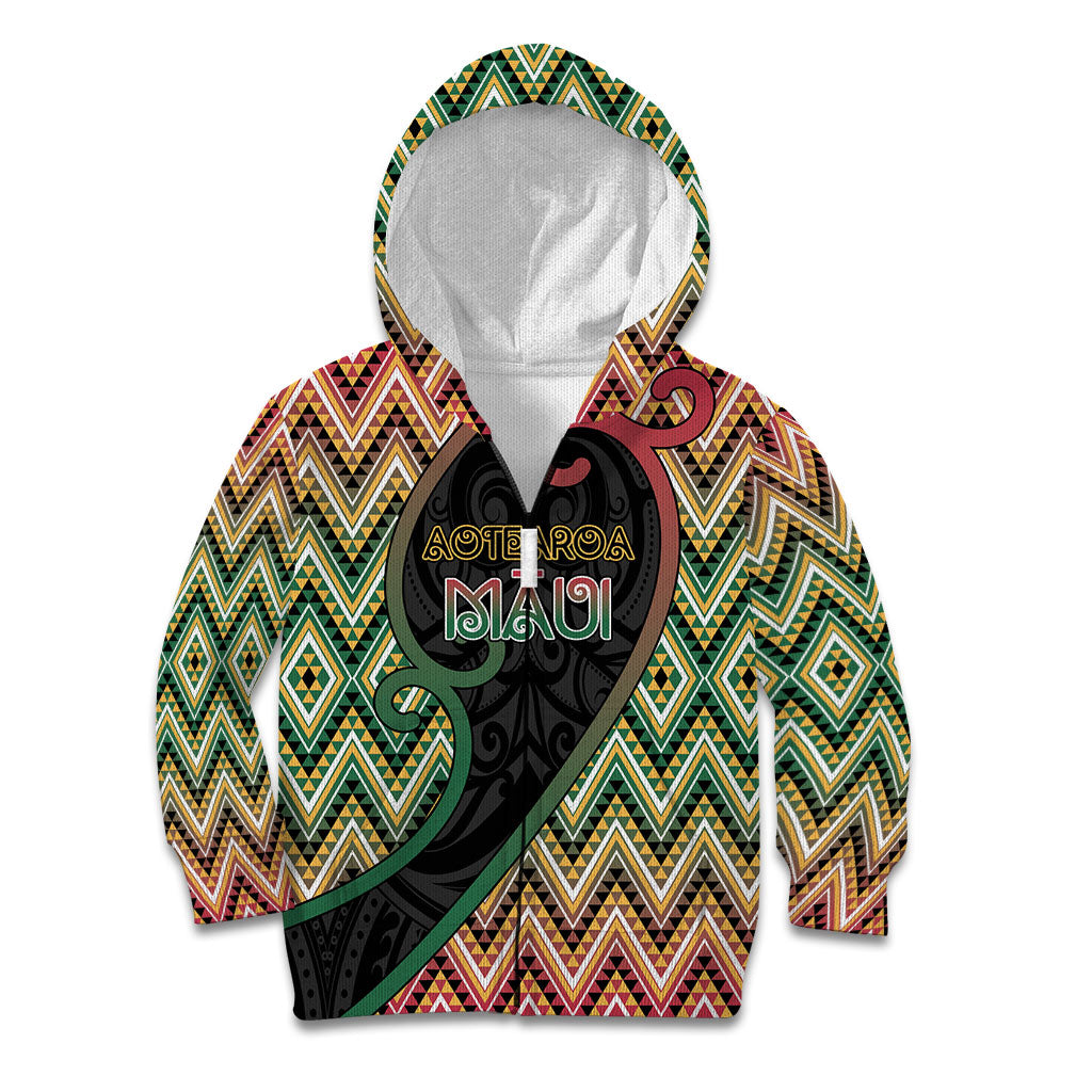 Custom Aotearoa Atua Maui Kid Hoodie Demigod Hero And Trickster Koru Patterns