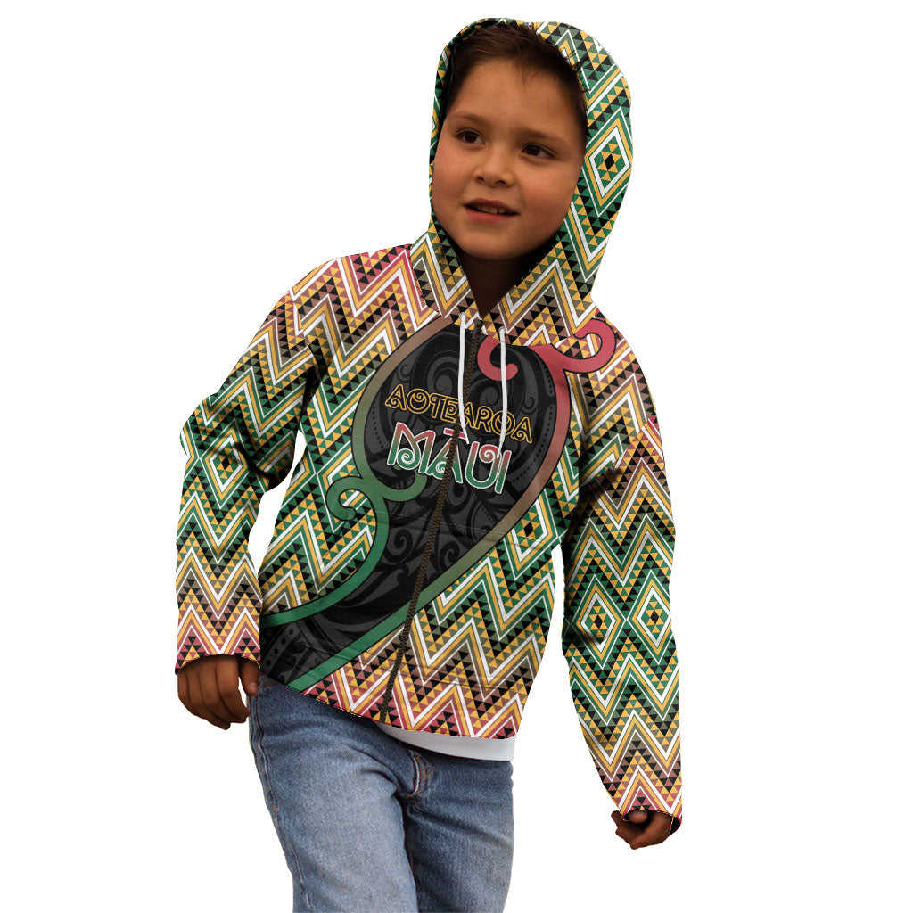 Custom Aotearoa Atua Maui Kid Hoodie Demigod Hero And Trickster Koru Patterns