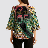 Custom Aotearoa Atua Maui Kimono Sleeve Blouse Demigod Hero And Trickster Koru Patterns