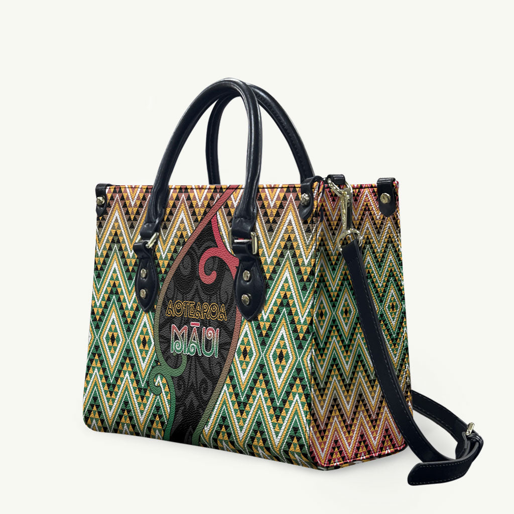 Aotearoa Atua Maui Leather Bag Demigod Hero And Trickster Koru Patterns