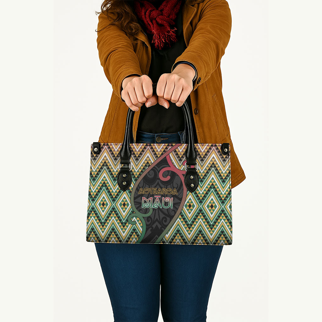 Aotearoa Atua Maui Leather Bag Demigod Hero And Trickster Koru Patterns