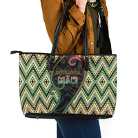 Aotearoa Atua Maui Leather Tote Bag Demigod Hero And Trickster Koru Patterns