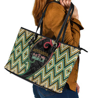 Aotearoa Atua Maui Leather Tote Bag Demigod Hero And Trickster Koru Patterns