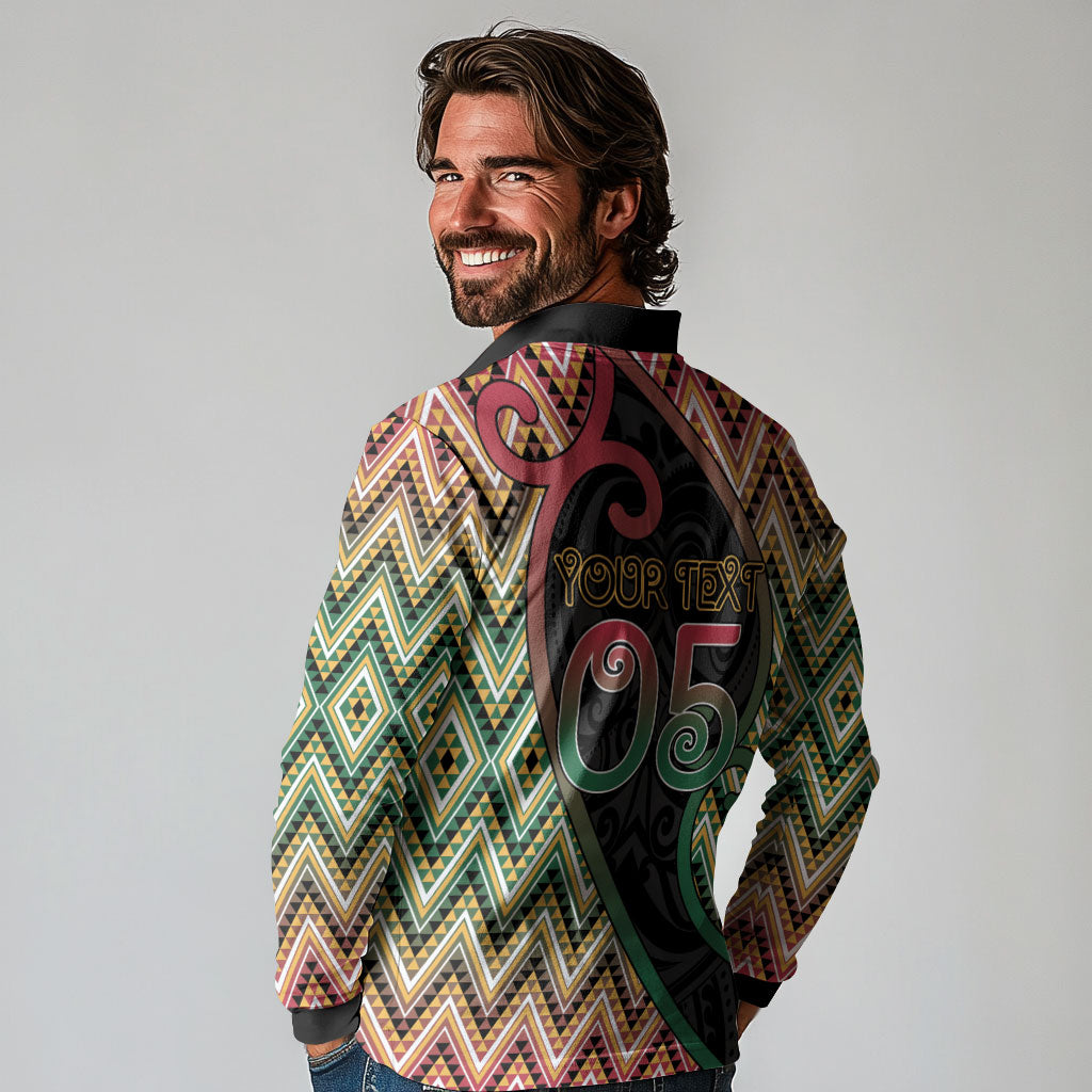 Custom Aotearoa Atua Maui Long Sleeve Polo Shirt Demigod Hero And Trickster Koru Patterns