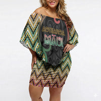 Custom Aotearoa Atua Maui Off Shoulder Short Dress Demigod Hero And Trickster Koru Patterns