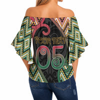 Custom Aotearoa Atua Maui Off Shoulder Wrap Waist Top Demigod Hero And Trickster Koru Patterns