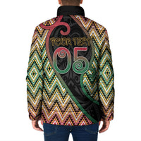 Custom Aotearoa Atua Maui Padded Jacket Demigod Hero And Trickster Koru Patterns