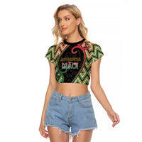 Custom Aotearoa Atua Maui Raglan Cropped T Shirt Demigod Hero And Trickster Koru Patterns