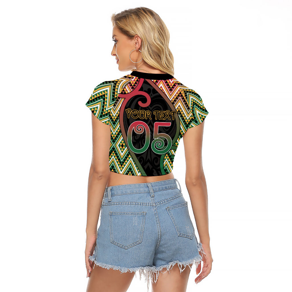 Custom Aotearoa Atua Maui Raglan Cropped T Shirt Demigod Hero And Trickster Koru Patterns
