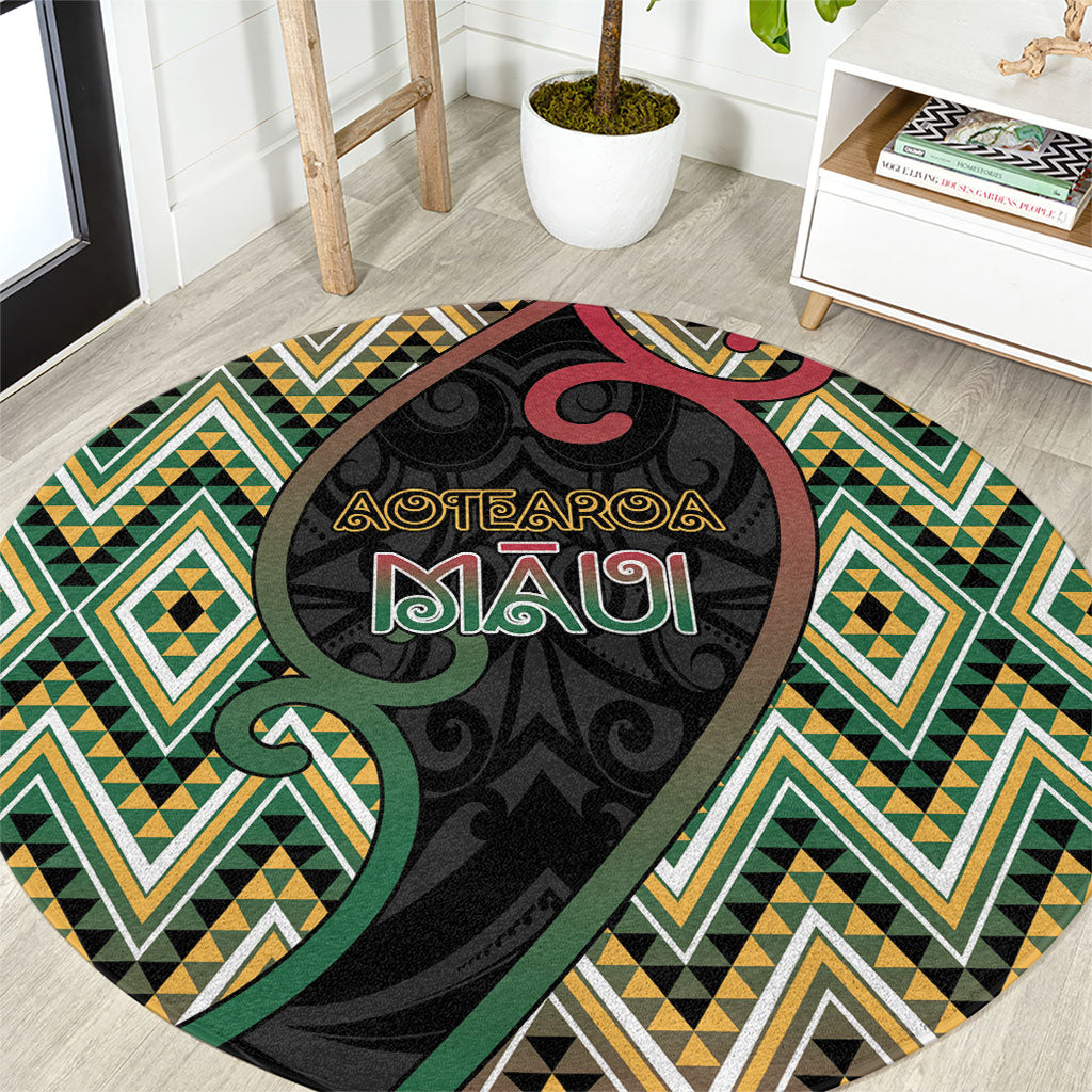 Aotearoa Atua Maui Round Carpet Demigod Hero And Trickster Koru Patterns